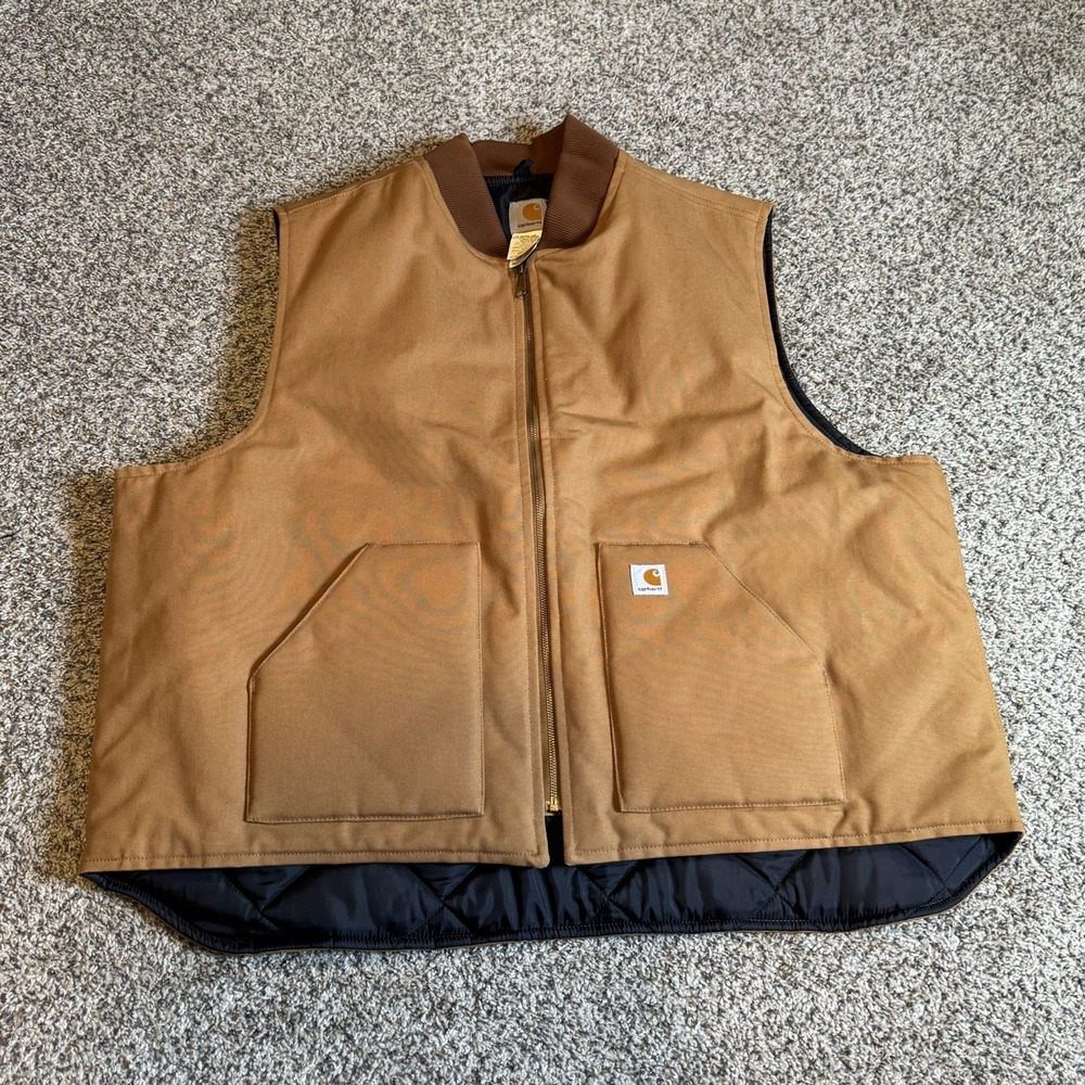 Carhartt Mens Size 4XL* Brown Arctic-Quilt Lined Brown Duck Canvas Vest V01 BRN
